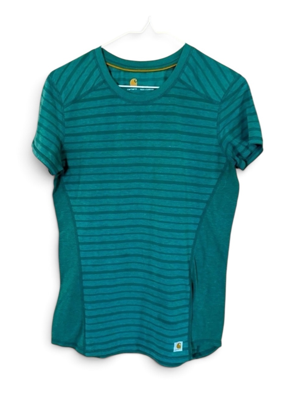 Carhartt Force Green Striped Activewear Crew Tee Top